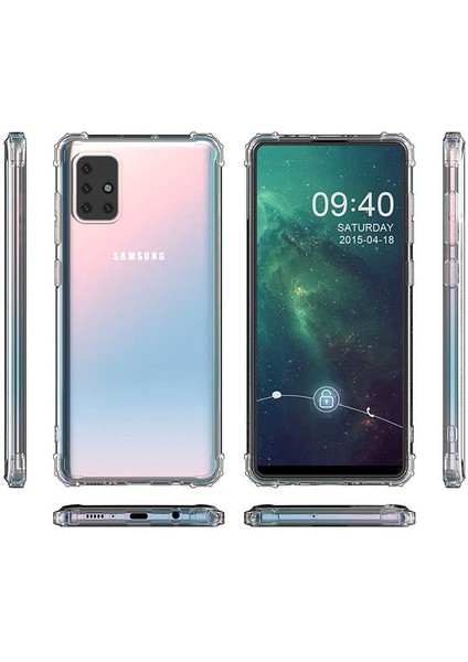 Samsung Galaxy A71 Köşeli Şeffaf Anti Shock Silikon Kılıf modelleri