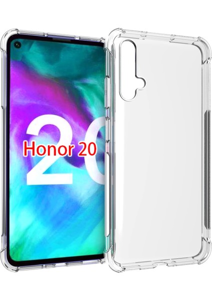 Huawei Honor 20 Köşeli Şeffaf Anti Shock Silikon Kılıf
