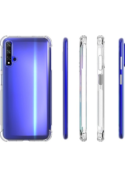 Huawei Honor 20 Köşeli Şeffaf Anti Shock Silikon Kılıf