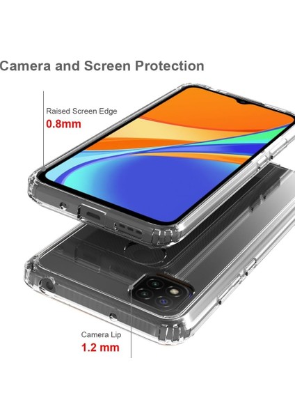 Xiaomi Redmi 9c Köşeli Şeffaf Anti Shock Silikon Kılıf