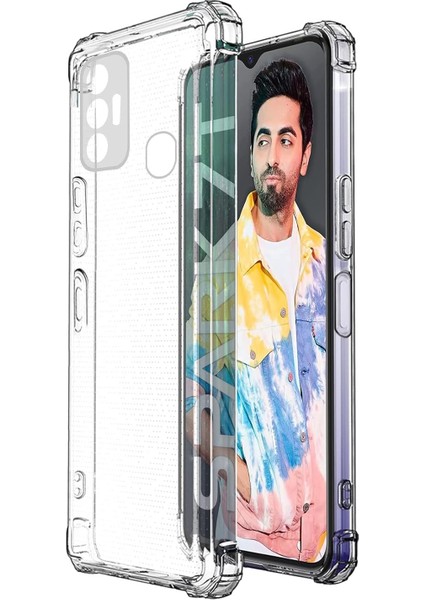 Tecno Camon Spark 7t Köşeli Şeffaf Anti Shock Silikon Kılıf