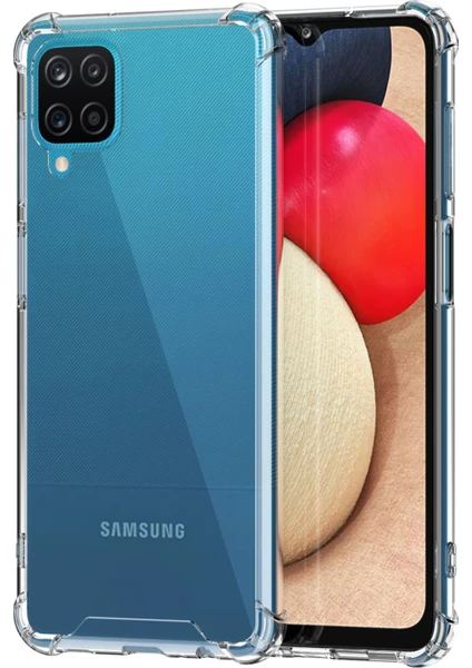 Samsung Galaxy A12 Köşeli Şeffaf Anti Shock Silikon Kılıf