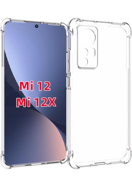 Xiaomi Mi 12 Köşeli Şeffaf Anti Shock Silikon Kılıf