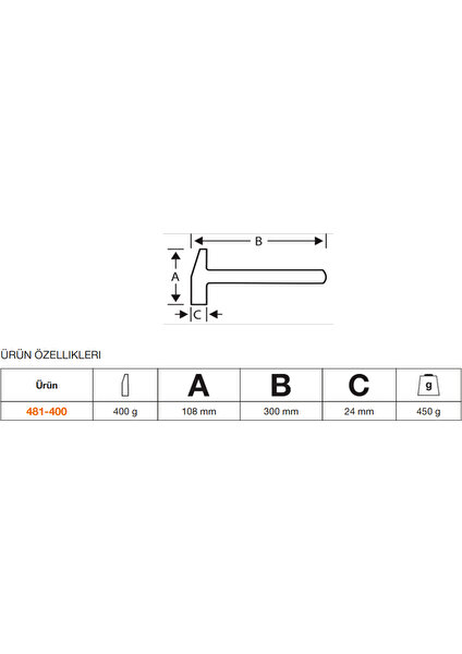 Alman Standartı Çekiç 400gr 481-400