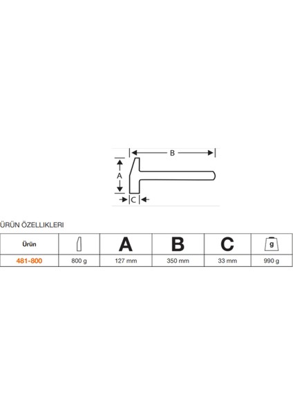 Alman Standartı Çekiç 800gr 481-800