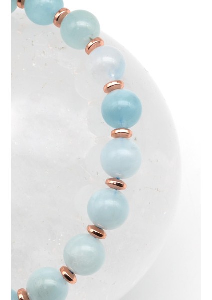 Akuamarin - Hematit Doğal Taş Makrome Örme Bileklik