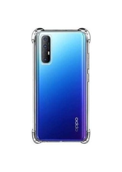 Oppo Reno 3 Köşeli Şeffaf Anti Shock Silikon Kılıf