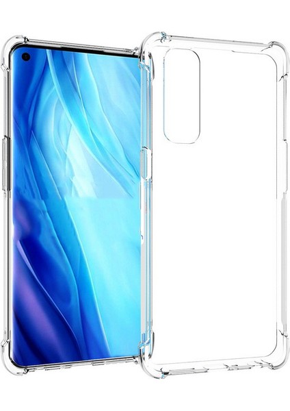 Oppo Reno 3 Köşeli Şeffaf Anti Shock Silikon Kılıf