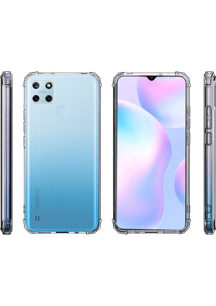 Realme C25Y Köşeli Şeffaf Anti Shock Silikon Kılıf