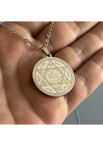 Mührü Süleyman ve Cin Mektubu Yazılı Çelik Kolye