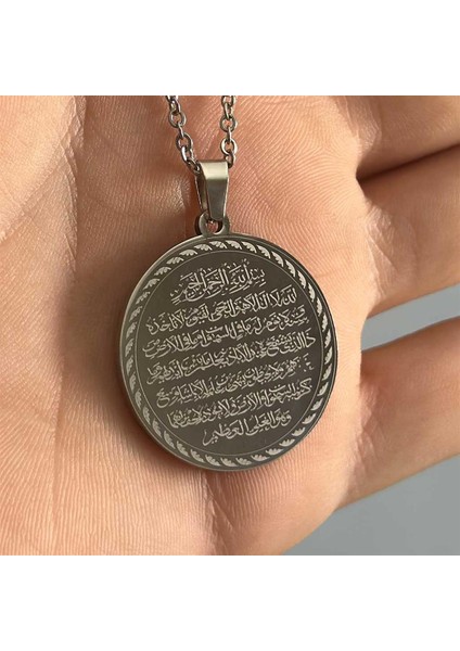 Ayetel Kürsi ve Nazar Duası Yazılı Çelik Kolye