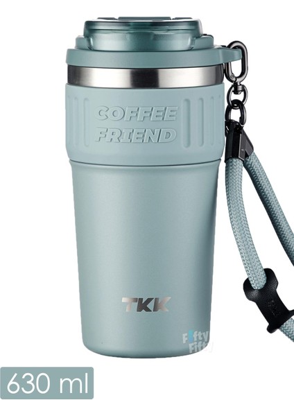 Tkk 630 ml Özel Seri Çelik Mug Kahve Bardağı Pipetli rahat Içim 6 Saat Sıcak 12 Saat Soğuk Termos -2023 630 ml