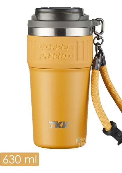 Tkk 630 ml Özel Seri Çelik Mug Kahve Bardağı Pipetli rahat Içim 6 Saat Sıcak 12 Saat Soğuk Termos -2023 630 ml