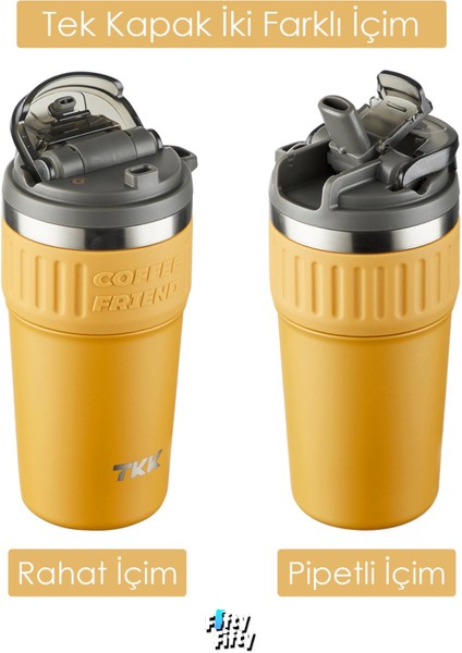 Tkk 630 ml Özel Seri Çelik Mug Kahve Bardağı Pipetli rahat Içim 6 Saat Sıcak 12 Saat Soğuk Termos -2023 630 ml fiyatları