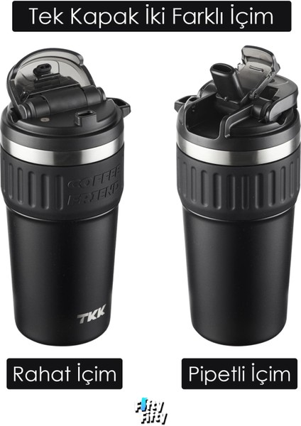 Tkk 630 ml Özel Seri Çelik Mug Kahve Bardağı Pipetli rahat Içim 6 Saat Sıcak 12 Saat Soğuk Termos -2023 630 ml fiyatları