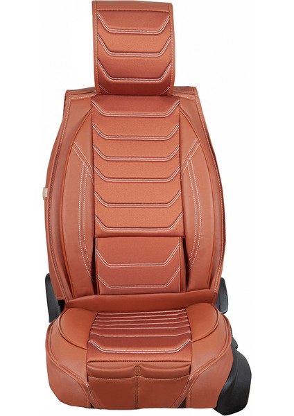 Seat Ateca Uyumlu Lüks Yarı Deri Oto Koltuk Kılıfı Ön/arka Set (Roma) Tarçın