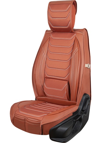 Seat Ateca Uyumlu Lüks Yarı Deri Oto Koltuk Kılıfı Ön/arka Set (Roma) Tarçın