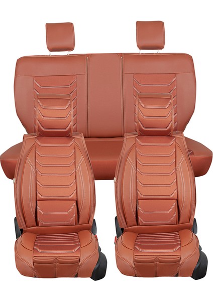 Fiat Egea Cross Uyumlu Lüks Yarı Deri Oto Koltuk Kılıfı Ön/arka Set (Roma) Tarçın