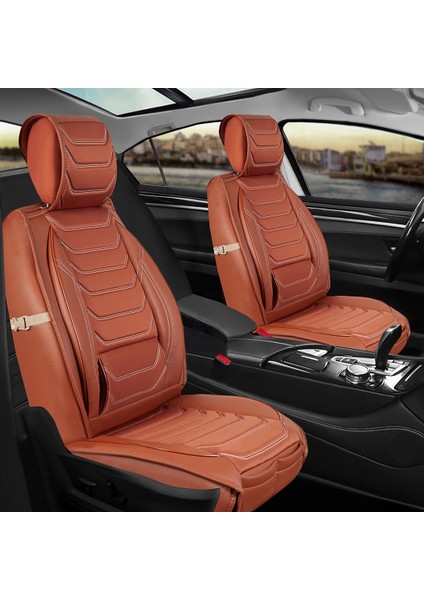 Fiat Egea Cross Uyumlu Lüks Yarı Deri Oto Koltuk Kılıfı Ön/arka Set (Roma) Tarçın