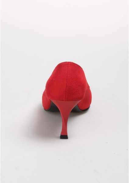 Lina Kırmızı Süet Ve Deri Kombinasyonlu Topuklu indirimleri