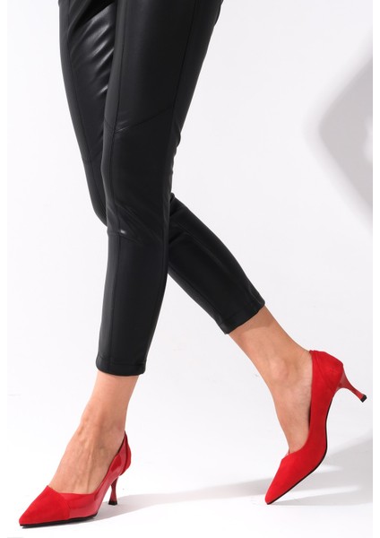 Wendy Kırmızı Süet Ve Rugan Kadın Topuklu Ayakkabı modelleri