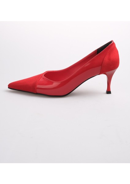 Wendy Kırmızı Süet Ve Rugan Kadın Topuklu Ayakkabı fırsatları