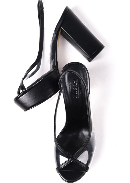 Nichole Siyah Renk Platformlu Şeffaf Kadın Abiye Topuklu Ayakkabı fiyatları