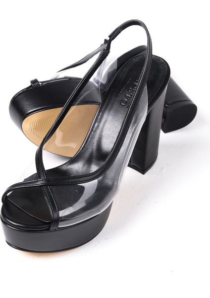 Nichole Siyah Renk Platformlu Şeffaf Kadın Abiye Topuklu Ayakkabı fırsatları