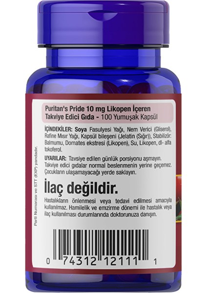 Lycopene 10 Mg 100 Kapsül