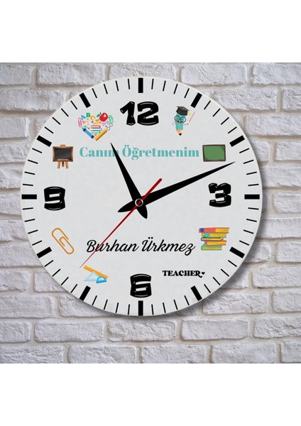 Öğretmenlere Özel Duvar Saati Cam Duvar Saati