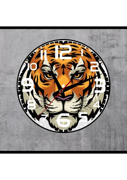 Kaplan Temalı Dekoratif Cam Duvar Saati