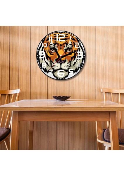 Kaplan Temalı Dekoratif Cam Duvar Saati modelleri