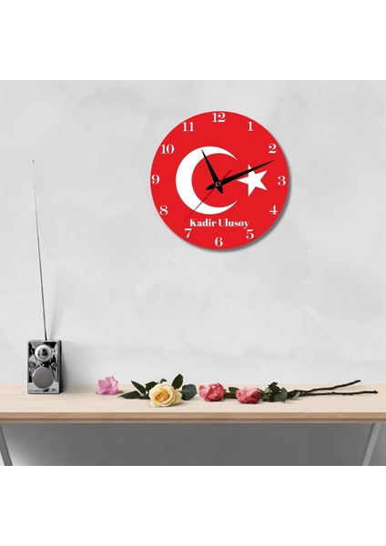 Bayrak Tasarımlı Kişiye Özel Temalı Cam Duvar Saati fiyatları