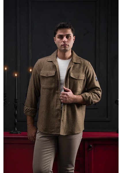 Regular Fit Çift Kapak Cepli Pamuklu Düğme Kapamalı Erkek Oduncu Gömlek modelleri