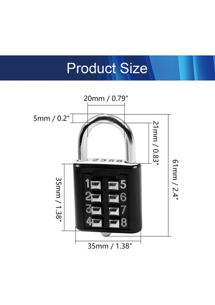 8 Haneli Kombinasyon Asma Kilit Basma Düğmesi Kilidi Bavul Bagaj Çekmece Kapı Araç Kutusu Siyah 3 Adet (Yurt Dışından) fiyatları