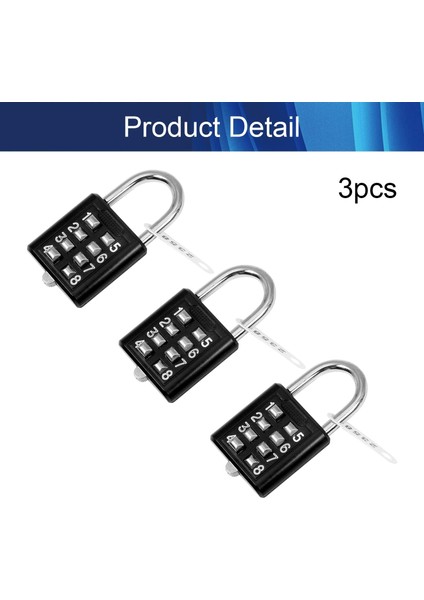 8 Haneli Kombinasyon Asma Kilit Basma Düğmesi Kilidi Bavul Bagaj Çekmece Kapı Araç Kutusu Siyah 3 Adet (Yurt Dışından) fırsatları