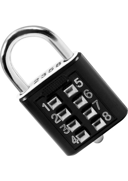 8 Haneli Kombinasyon Asma Kilit Bavul Bagaj Çekmece Kapı Araç Kutusu Siyah Için Basma Düğmesi Dijital Kilit (Yurt Dışından)