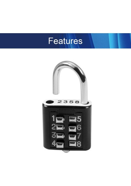 8 Haneli Kombinasyon Asma Kilit Bavul Bagaj Çekmece Kapı Araç Kutusu Siyah Için Basma Düğmesi Dijital Kilit (Yurt Dışından) modelleri