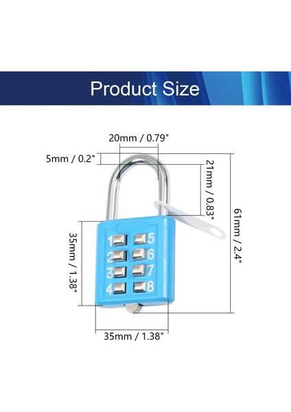 8 Haneli Kombinasyon Asma Kilit Basma Düğmesi Kilidi Bavul Bagaj Çekmece Kapı Araç Kutusu Mavi 1 Adet (Yurt Dışından) fiyatları