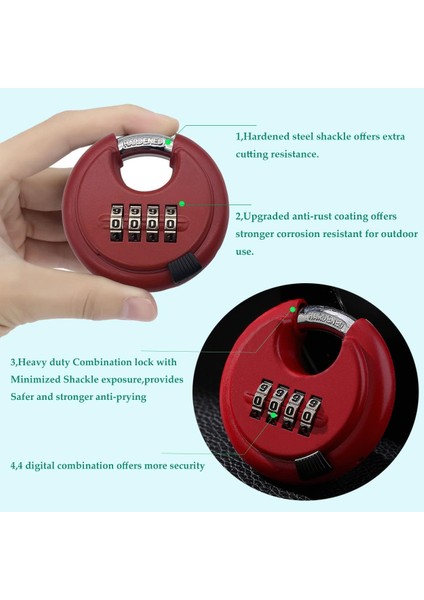 2 Paket Puyueo 4 Dijital Ağır Hizmet Şifreli Asma Kilit Disk Şifreli Kilit Yuvarlak Kod Kilidi (Kırmızı) (Yurt Dışından) fiyatları
