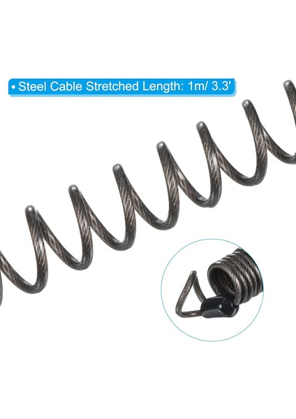 Yaylı Kablo ile 3 Haneli Şifreli Kilit, Kask Asma Kilit 3.3ft Bisiklet Dolabı Seyahat Bagajı Için Esnek Güvenlik Çelik Kilit Teli, Beyaz (Yurt Dışından)
