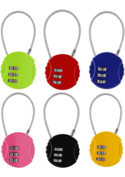 Adet Şifreli Kilit, 3 Haneli Açık Su Geçirmez Asma Kilit Kod Kilidi Kablo Bagaj Kilitleri Sırt Çantası, Bavul, Kapı (6 Renk) (Yurt Dışından)