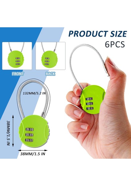 Adet Şifreli Kilit, 3 Haneli Açık Su Geçirmez Asma Kilit Kod Kilidi Kablo Bagaj Kilitleri Sırt Çantası, Bavul, Kapı (6 Renk) (Yurt Dışından) fiyatları