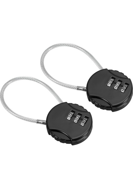Şifreli Kilit 4.7 Inç, 2 Adet 3 Haneli Açık Su Geçirmez Kod Asma Kilit Bagaj Spor Salonu Soyunma Çit Araç Kutusu Sırt Çantası Için Tel Halatlı, Siyah (Yurt Dışından)