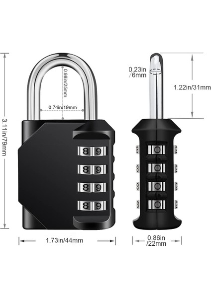 Şifreli Kilit Dış Mekan 2 Paket, Spor Salonu, Okul, Kapılar, Kapılar, Hasps Depolama Için 4 Haneli Sıfırlanabilir Hava Koşullarına Dayanıklı Şifreli Asma Kilit (Siyah, 2 Paket) (Yurt Dışından)
