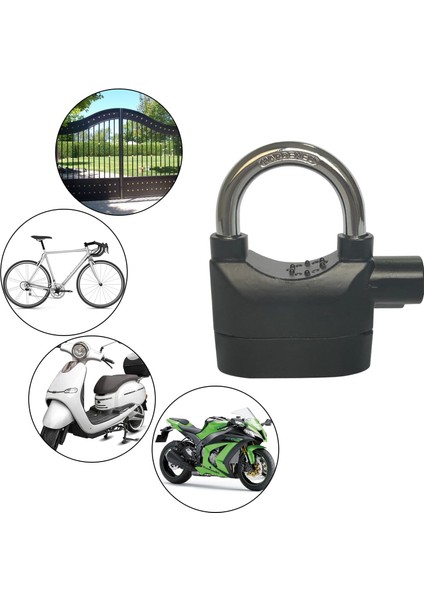 Alarm Kilidi 110DBA Evrensel Güvenlik Alarm Kilit Sistemi Anti-Hırsızlık Kapı Motorlu Bisiklet Için 3 Tuşlu Asma Kilit (2 Adet) (Yurt Dışından)