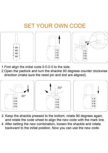 4 Haneli Şifre Kombinasyonlu Asma Kilit, 1/4 Inç Çap, Okul Spor Salonu Dolabı, Spor Dolabı, Çit, Alet Kutusu, Kapı, Kasa, Hasp Depolama Için (Yurt Dışından)
