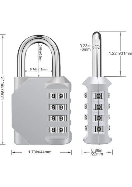 Dış Mekan Şifreli Kilit, Spor Salonu, Okul, Çit, Çalışan Dolabı Için 4 Haneli Yeniden Ayarlanabilir Asma Kilit (Şerit) (Yurt Dışından)
