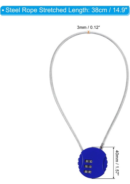 Şifreli Kilit 15 Inç, Bagaj Spor Salonu Soyunma Çit Araç Kutusu Sırt Çantası Için Tel Halatlı 3 Haneli Açık Su Geçirmez Kod Asma Kilit (Yurt Dışından) fırsatları