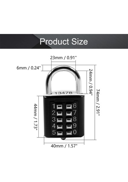 2 Adet 10 Haneli Kombinasyon Asma Kilit Basma Düğmesi Kilidi Soyunma Spor Salonu, Kasa, Çekmece, Araç Kutusu Siyah (Yurt Dışından) fırsatları